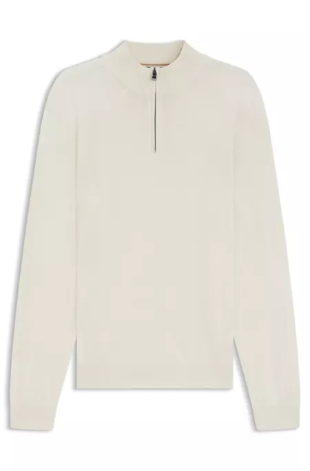 Zip-neck sweater in virgin wool