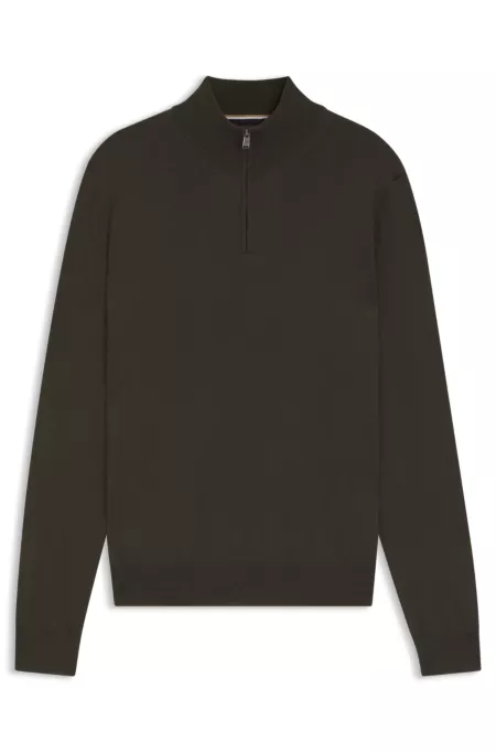 Zip-neck sweater in virgin wool