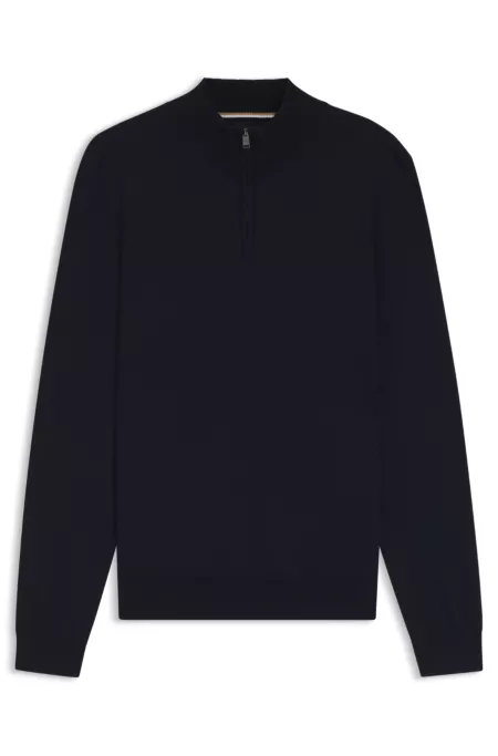 Zip-neck sweater in virgin wool