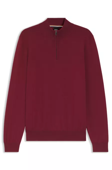 Zip-neck sweater in virgin wool