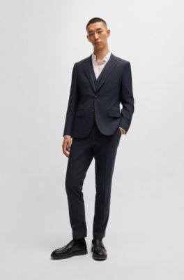 極美品✨️ヒューゴボス スーツ セットアップ ゼニア ストライプ ネイビー