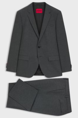 Slim-fit suit in a performance-stretch wool blend, Grey