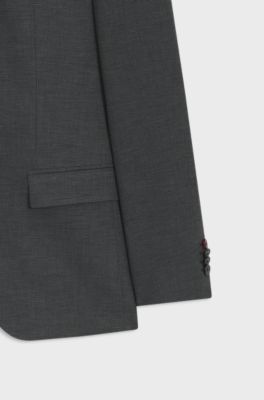 Slim-fit suit in a performance-stretch wool blend, Grey