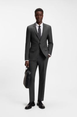 Slim-fit suit in a performance-stretch wool blend, Grey