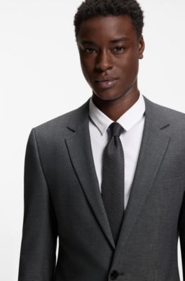 Slim-fit suit in a performance-stretch wool blend, Grey
