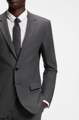 Slim-fit suit in a performance-stretch wool blend, Grey