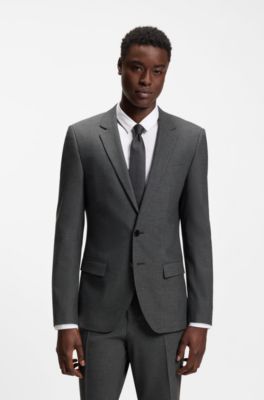 Slim-fit suit in a performance-stretch wool blend, Grey