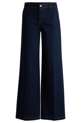 BOSS - Wide-leg jeans in blue stretch denim - Dark Blue