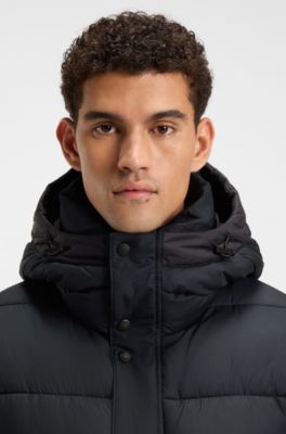 Chaqueta acolchada regular fit en tejido repelente al agua, Negro