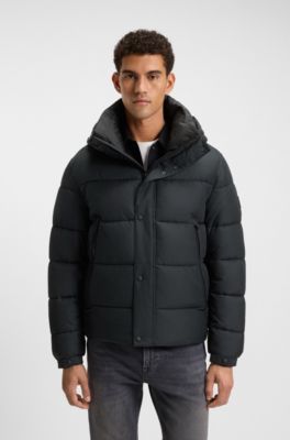 Chaqueta acolchada regular fit en tejido repelente al agua, Negro