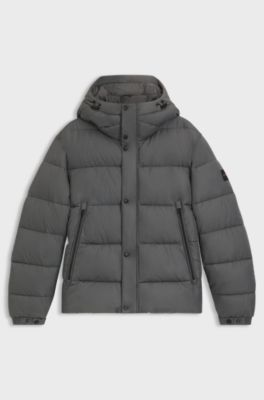 Chaqueta acolchada regular fit en tejido repelente al agua, Gris