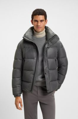 Chaqueta acolchada regular fit en tejido repelente al agua, Gris