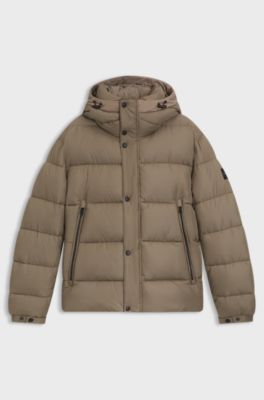 Regular-fit pufferjack van waterafstotend materiaal, Lichtbruin