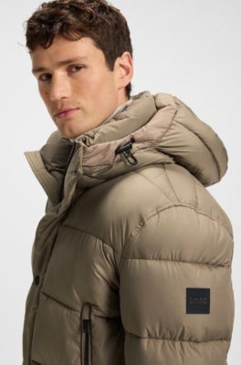 Chaqueta acolchada regular fit en tejido repelente al agua, Marr&oacute;n claro
