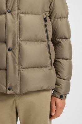 Chaqueta acolchada regular fit en tejido repelente al agua, Marr&oacute;n claro