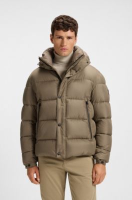 Chaqueta acolchada regular fit en tejido repelente al agua, Marr&oacute;n claro