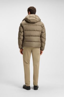 Chaqueta acolchada regular fit en tejido repelente al agua, Marr&oacute;n claro