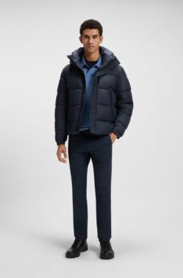 Regular-Fit-Steppjacke aus wasserabweisendem Gewebe, Dunkelblau