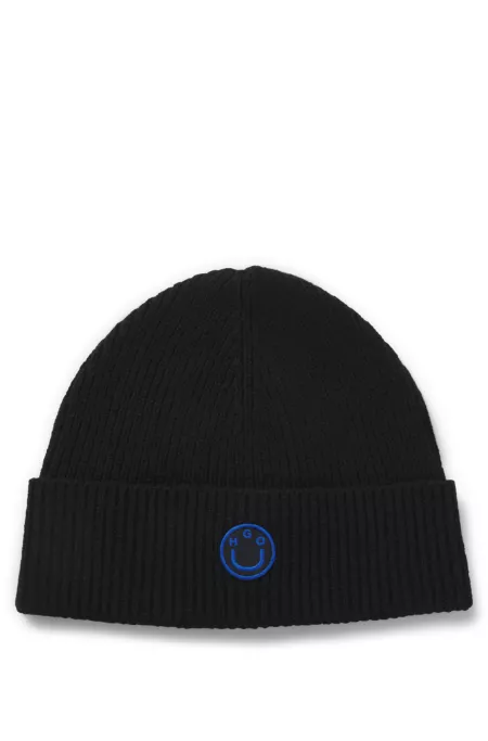 Bonnet en laine mélangée avec badge logoté Happy HUGO