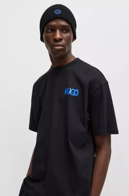 Bonnet en laine mélangée avec badge logoté Happy HUGO