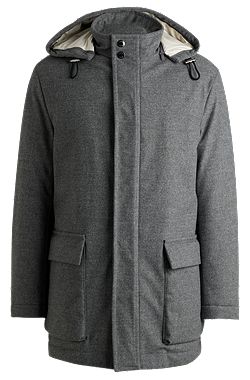 Regular-fit coat in water-repellent stretch flannel