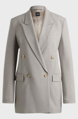 Regular-fit jacket with double-breasted closure, Light Grey