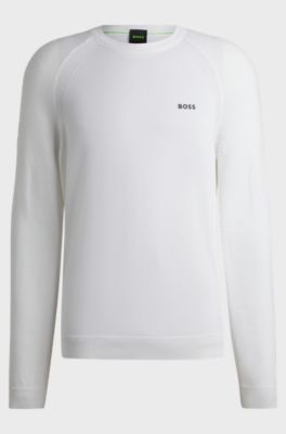 Active sweater with body mapping and moisture management, White