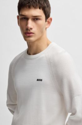 Active sweater with body mapping and moisture management, White