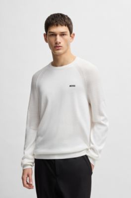 Active sweater with body mapping and moisture management, White