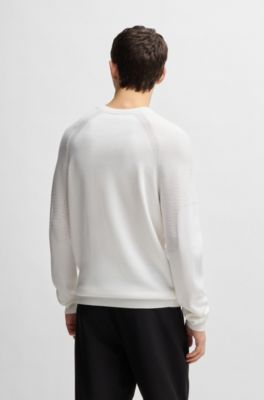 Active sweater with body mapping and moisture management, White