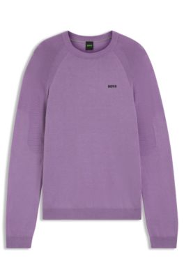Active sweater with body mapping and moisture management, Purple
