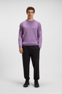 Active sweater with body mapping and moisture management, Purple