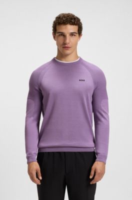 Active sweater with body mapping and moisture management, Purple