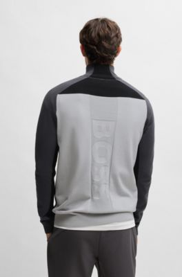 BOSS コットンブレンド セーター カラーブロック＆ロゴ