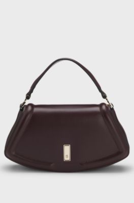 Ariell shoulder bag in leather, Dark Purple