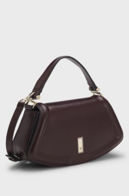 Ariell shoulder bag in leather, Dark Purple