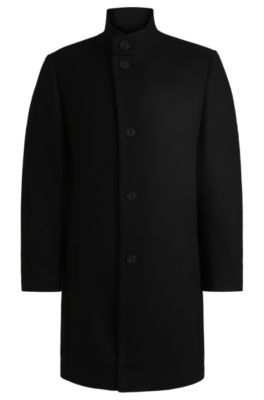 HUGO - Wool-blend coat in a regular fit - Black