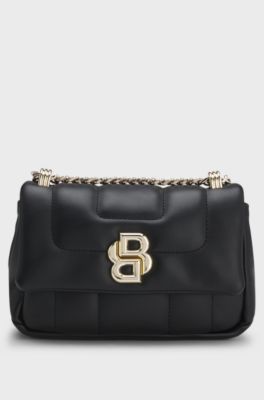 Quilted shoulder bag with Double B monogram trim, Black