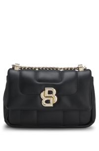 Quilted shoulder bag with Double B monogram trim, Black