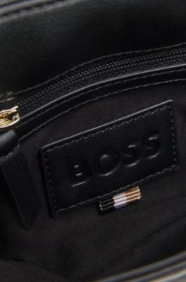 Borsa a spalla trapuntata con monogramma Double B, Nero