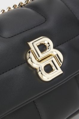 Quilted shoulder bag with Double B monogram trim, Black