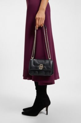 Quilted shoulder bag with Double B monogram trim, Black