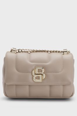 Bolso bandolera guateado con monograma Double&nbsp;B, Beige claro