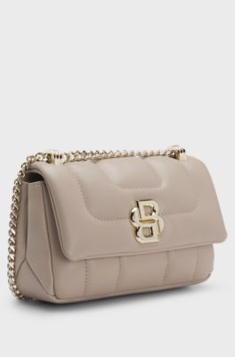 Bolso bandolera guateado con monograma Double&nbsp;B, Beige claro