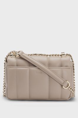 Quilted shoulder bag with Double B monogram trim, Light Beige