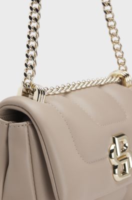 Bolso bandolera guateado con monograma Double&nbsp;B, Beige claro