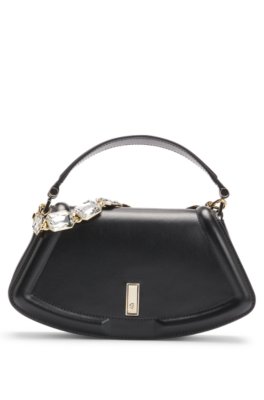 Sac Ariell en cuir mat avec bandoulière en pierres