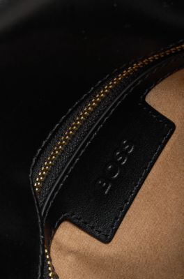 Ariell shoulder bag in matte leather with gemstone strap, Black