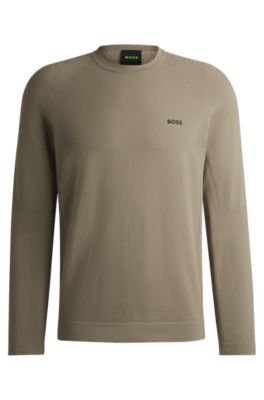 Seamless-knit sweater with perforated details, Beige