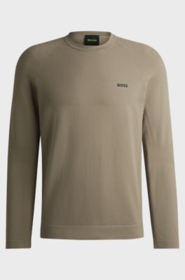 Seamless-knit sweater with perforated details, Beige